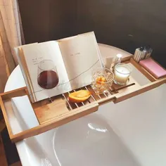 سینی وان حمام چوبی بامبو لوکس ، دارنده شیشه نوشیدنی / تلفن |  eBay