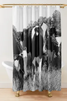 دکور حمام خانه فارم سیاه و سفید پرده دوش خانه مزرعه سیاه و سفید مزرعه Cows