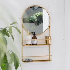 آینه مدور حمام طلا یا نقره با قفسه