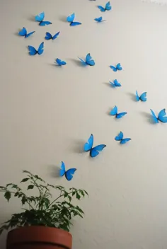 پروانه های دیواری فیروزه ای 3D - مجموعه ای از 20