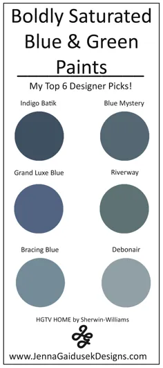6 رنگ برجسته من آبی و سبز پررنگ - بهترین رنگ دیوارهای لهجه ای - طرح های Jenna Gaidusek
