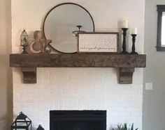 Rustic Fireplace Mantel 6 Foot Large Chunky Hand Hewn 8 توسط |  اتسی