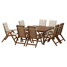 ÖPPLARÖ میز + 8 صندلی خمیده ، رنگ آمیزی قهوه ای ، بژ Hållö - IKEA
