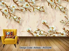 Avikalp Exclusive AVZ0298 سبک چینی 3D Magnolia Flower Marble Tv Background Wall Wall HD 3D Wallpaper