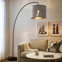 پایه چراغ طبقه NYMÖ / SKAFTET چراغ قوس دار ، قوس دار ، سفید ، رنگ برنجی - IKEA