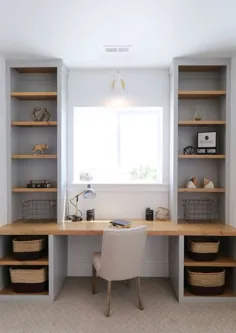 ساخته شده در قفسه های دیواری و میز کار یک ایده عالی برای یک خانه کوچک در ...