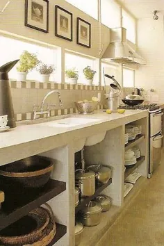 cozinha rustica ، com bancada de concreto