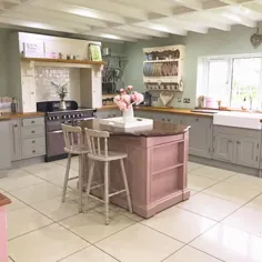 آرایش آشپزخانه Pastel Pretty Farmhouse - ایده های کابینت نقاشی شده
