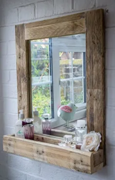 آینه حمام روستیک ساخته شده از چوب پالت اصلاح شده |  اتسی