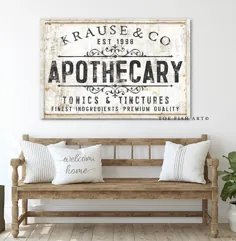 Apothecary Sign نام تزئینی دیوار خانه مدرن تاسیس شده است |  اتسی