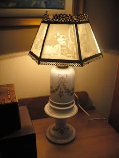 لامپ روغن آنتیک آلمان با سایه لیتوفان: 1555: برداشته شد