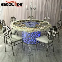 میز روشن عروسی مبلمان شیشه ای و روشن از جنس استنلس استیل