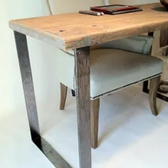 میز تحریر چوبی با قاب فلزی