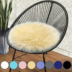 junovo Premium Soft Rau Faux Furs Sheepssins صندلی کوسن صندلی پوشش مخمل خواب دار فرش برای اتاق خواب ، 14 14 14 اینچ ، سیاه