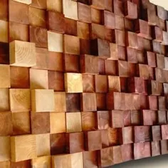 دیوار معرق چوبی آویز مدرن انتزاعی هنر دیوار چوبی |  اتسی