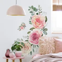 RoomMates Pink Roses Peels And Stick Giant Wall Decals-RMK4305SLM - انبار خانه
