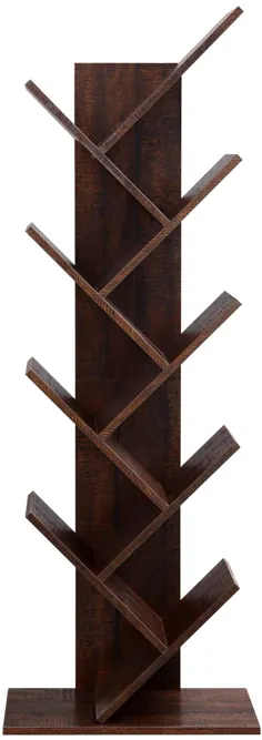 قفسه کتاب درخت چوبی VASAGLE 8-Shelf ، سازمان دهنده نگهدارنده نمایش قفسه کتاب ، ذخیره کتاب ، فیلم ، بازی های ویدیویی و سی دی ، Walnut Color ULBC11BY