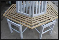 یک صندلی دور درخت با صندلی های آشپزخانه بسازید |  DIY ، نیمکت درخت
