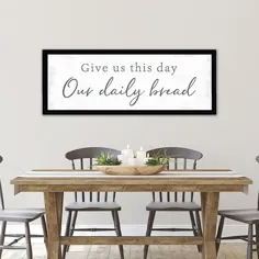 نان روزانه ما را به ما بدهید. |  آیه های کتاب مقدس اعمال 2 بر بوم نقاشی دیواری |  تابلوی برکت خانوادگی برای دکوراسیون اتاق ناهار خوری