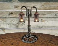 چراغ رومیزی منحصر به فرد صنعتی Vintage Steampunk تزئینی |  اتسی