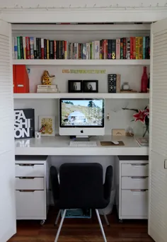 ایده طراحی آپارتمان کوچک - ایجاد یک دفتر خانه در یک کمد