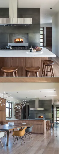 ایده طراحی آشپزخانه - در آشپزخانه خود یک کوره آتش نشانی چوبی تعبیه شده قرار دهید
