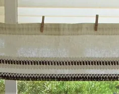 60 "Wide Vintage Crochet Window Treating آشپزخانه Valance Boho Rag پرده کرم Shabby شیک حمام