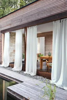 Weiße Vorhänge für den Garten |  Blickdichte Outdoor-Vorhänge