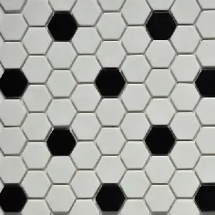 کاشی موزاییکی شش ضلعی سفید و سیاه