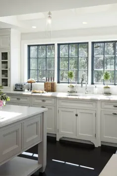 سنگ مرمر سفید تیز - انتقالی - آشپزخانه - کابینت تاج پوینت