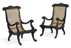یک جفت از صندلی های قابل انعطاف ANGLO-INDIAN SOLID