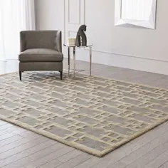 فرش دش و آلبرت فرش کالی هندسی دست ساز گلیم بژ
