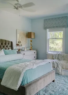 رنگ های اتاق خواب خاکستری و آبی آبی - انتقالی - اتاق دخترانه