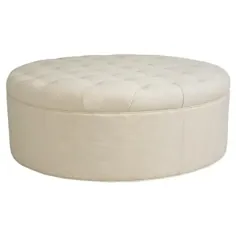 CR Laine Columbus Modern Classic Beige Tapted Round round Ottoman