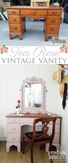Vintage Vanity یک رنگ صورتی ملایم - قطعات ولخرج رنگ آمیزی کرد