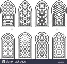 وکتور سهام - پنجره عربی با تزئین - گریتینگ تزئین شده با الگوی عربی