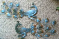 دکوراسیون خانه VTG METAL WALL ART Peacock MID CENTURY - RUSTIC Turquoise