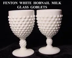 جام های شیشه ای شیر Hobnail سفید FENTON |  آنتیک دات کام |  طبقه بندی شده