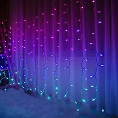 چراغهای رشته ای اتاق خواب Bolylight چراغ های پرده ای دکوراسیون اتاق دختران Ombre Fairy چراغ های رشته ای دیواری 192L LED برای مهمانی عروسی داخلی سقف چند رنگ کریسمس