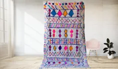 فرش مراکشی صورتی ، فرش بربر ، فرش پشمی اصل ، فرش دستباف ، سبک بوهو ، فرش منطقه ، تاپیس بربره ، تپیچ