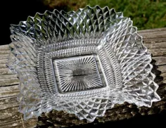کاسه شیشه ای تزئینی آب نبات تزئینی Vintage Fanned Scalloped Edged Plate تافی شفاف دکوراسیون شیشه تزئین عتیقه خدمت پیش غذای مهمانی هدیه