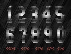 Rhinestone Numbers Jersey SVG EPS الگوی دیجیتال |  اتسی
