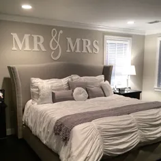 علامت دیواری آقا و خانم در بالای تزیین تختخواب - آقا و خانم برای بالای تابلو ثبت نام کنید - هدیه عروسی اتاق خواب دکوراسیون منزل (مورد - MMW100)