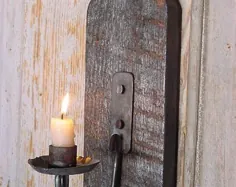 دارنده شمع Wall Sconce 19 "، Wood Sconce احیا شده، دکوراسیون ساحلی روستایی روستای ساحلی، شیک شیک - جفت