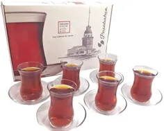 ست لیوان و بشقاب چای ترکی Pasabahce - 6 لیوان 6 بشقاب