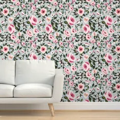 کاغذ دیواری گل پرنعمت Rosie Plum Blue توسط Indybloomdesign |  اتسی