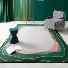 فرش مدرن انتزاعی فرش سبز شنیل فرش ضد لغزش حیوان خانگی فرش قابل شستشو برای فرش منطقه اتاق خواب