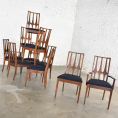 صندلی های ناهار خوری Broyhill Brasilia مجموعه قدیمی از 10 Mid Century Modern 1962-1970