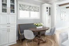 صندلی غذاخوری مخملی خاکستری با میز پایه بیضی شکل سنتی - انتقالی - آشپزخانه
