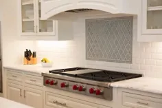 کاشی آشپزخانه آشپزخانه آبی Arabesque Backsplash - انتقالی - آشپزخانه